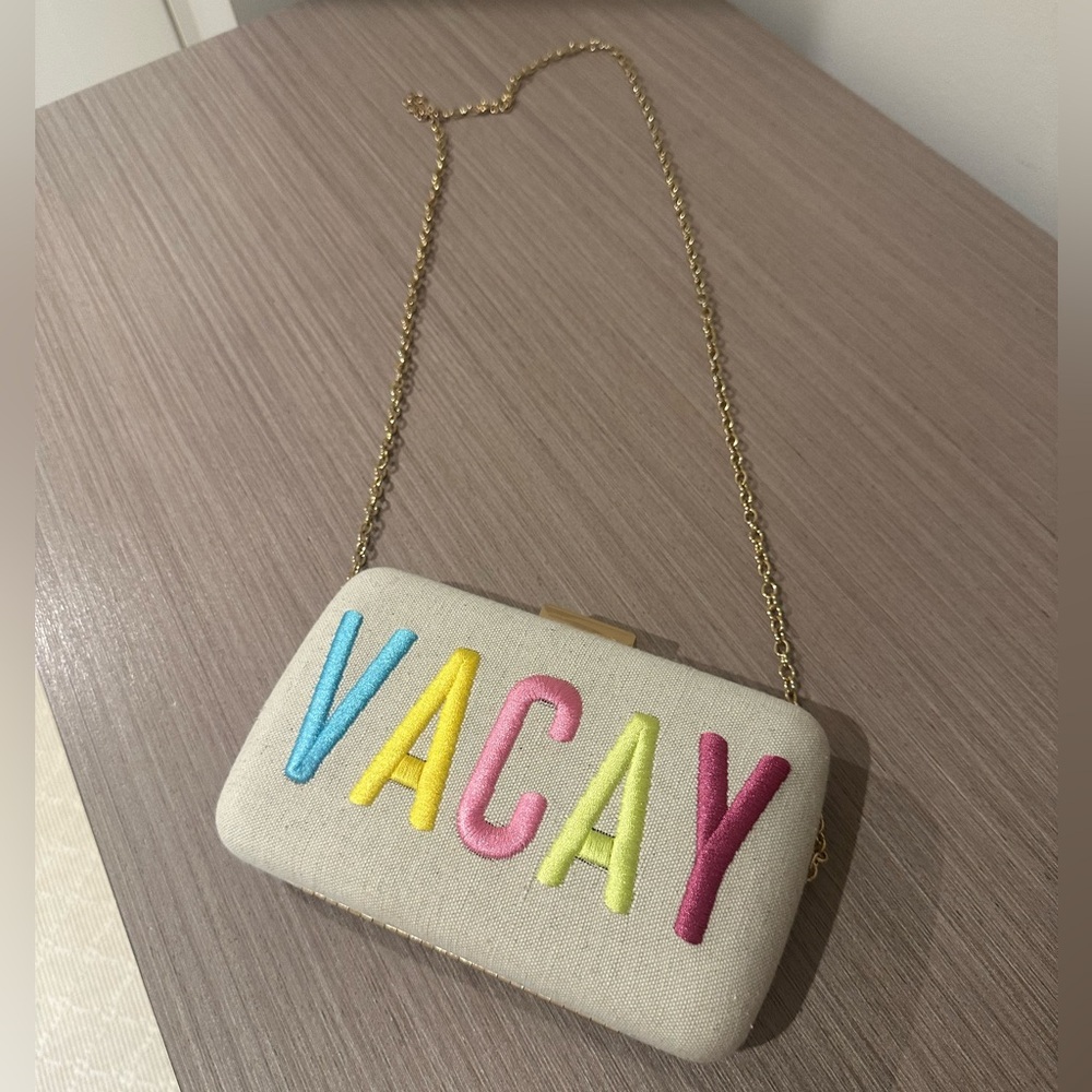 Colorful VACAY Embroidered Clutch